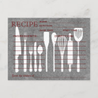 Black Chalkboard Retro Rezept Card Küche Tools
