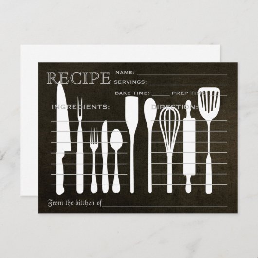 Black Chalkboard Retro Rezept Card Küche Tools Postkarte (Vorne/Hinten)