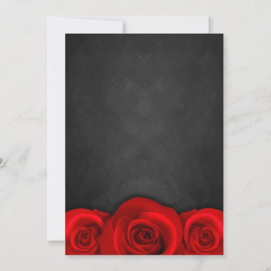 Black Chalkboard Rote Rose Hochzeit Einladungen (Vorderseite)