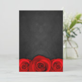 Black Chalkboard Rote Rose Hochzeit Einladungen (Stehend Vorderseite)