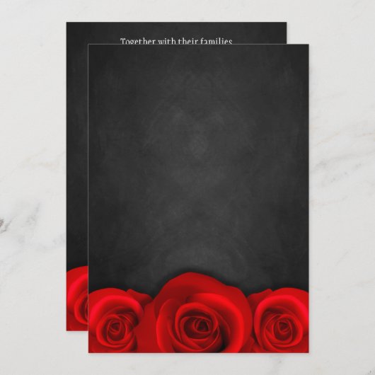 Black Chalkboard Rote Rose Hochzeit Einladungen (Vorne/Hinten)