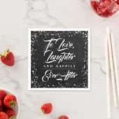 Black Chalkboard Rustic Happily Ever After Wedding Serviette (Beispiel)