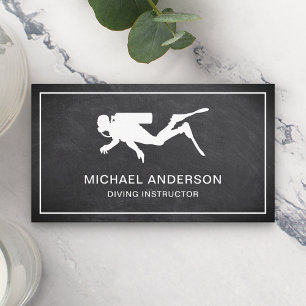 Black Chalkboard Scuba Diving Instructor Visitenkarte