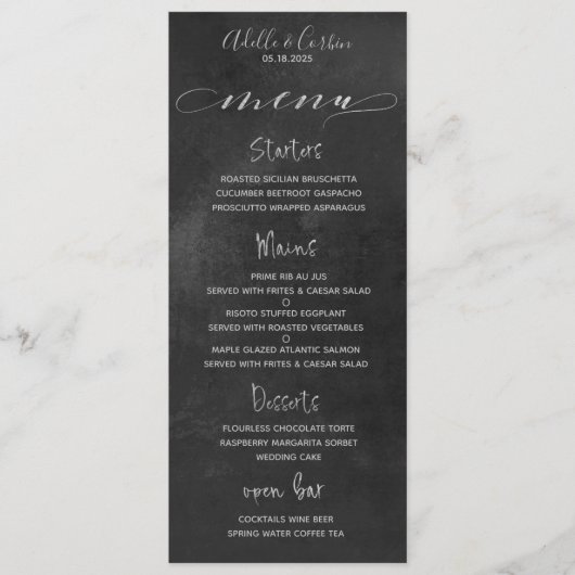 Black Chalkboard Silver Extravagant Curry Calligra Menükarte (Vorderseite)