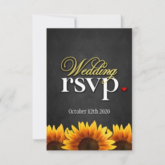 Black Chalkboard Sonnenblume Hochzeitskarten RSVP (Vorderseite)