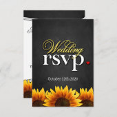 Black Chalkboard Sonnenblume Hochzeitskarten RSVP (Vorne/Hinten)