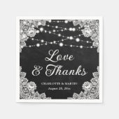 Black Chalkboard Spitzen Liebe und Dank Hochzeit Serviette (Vorderseite)
