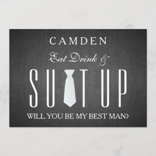 Black Chalkboard Suitup Werden Sie mein Bestman se Einladung