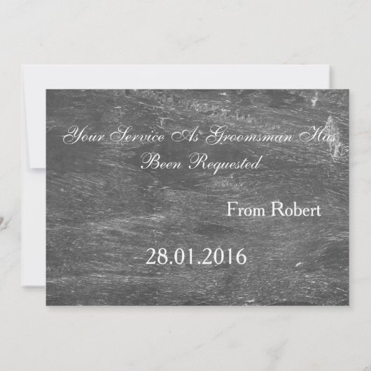 Black Chalkboard Suitup Werden Sie mein Trauzeuge Einladung (Rückseite)