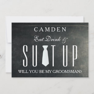Black Chalkboard Suitup Werden Sie mein Trauzeuge Einladung