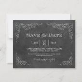 Black Chalkboard Vintag Rustikale Hochzeit Save The Date (Vorderseite)