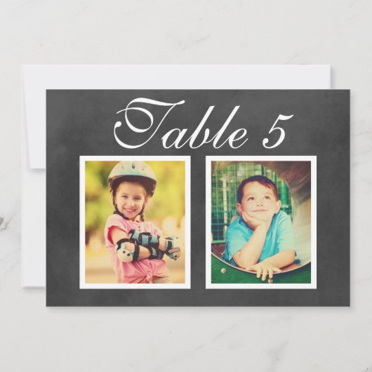 Black Chalkboard Wedding Foto Tischnummer (Rückseite)