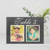 Black Chalkboard Wedding Foto Tischnummer (Stehend Vorderseite)