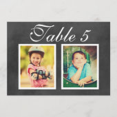 Black Chalkboard Wedding Foto Tischnummer (Vorderseite)