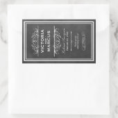 Black Chalkboard Wedding Monogram Wine Flasche Rechteckiger Aufkleber (Tasche)