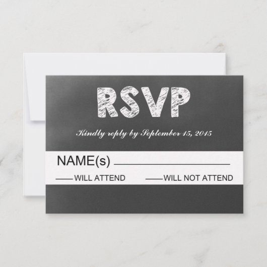 Black Chalkboard Wedding RSVP Karte (Vorderseite)