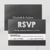Black Chalkboard Wedding RSVP Karte (Vorne/Hinten)