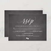 Black Chalkboard Wedding RSVP Script Response Card Einladung (Vorne/Hinten)