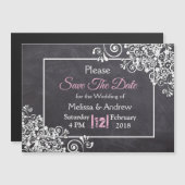 Black Chalkboard Wedding Save the Date Magnet (Vorne/Hinten)