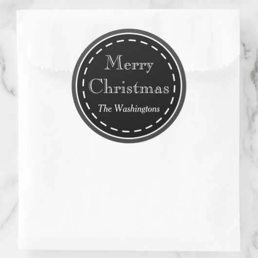 Black Chalkboard Weihnachtskleber Runder Aufkleber (Tasche)