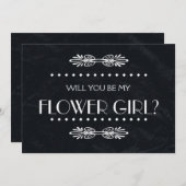 Black ChalkBoard Werden Sie mein Blumenmädchen Einladung (Vorne/Hinten)