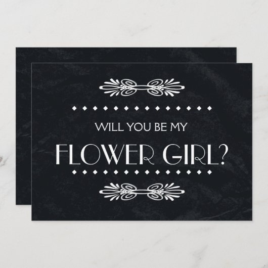 Black ChalkBoard Werden Sie mein Blumenmädchen Einladung (Vorne/Hinten)
