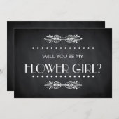 Black ChalkBoard Werden Sie mein Blumenmädchen Einladung (Vorne/Hinten)