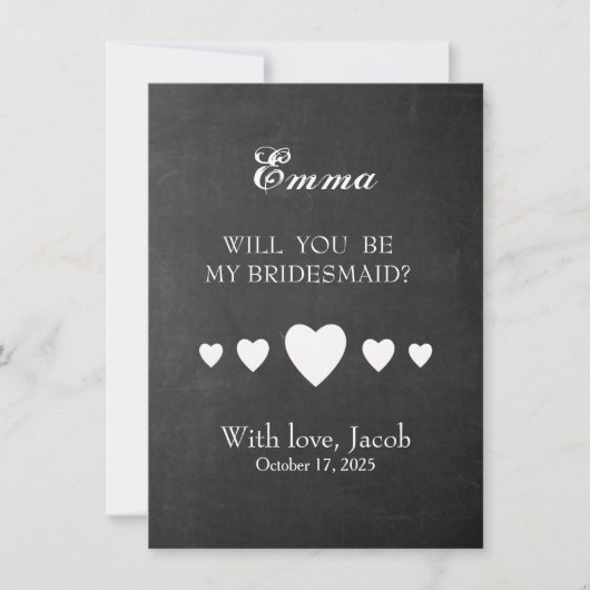Black Chalkboard werden Sie meine Bridesmaid Einla Einladung (Vorderseite)