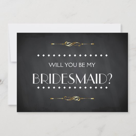 Black ChalkBoard Werden Sie meine Bridesmaid-Einla Einladung (Vorderseite)