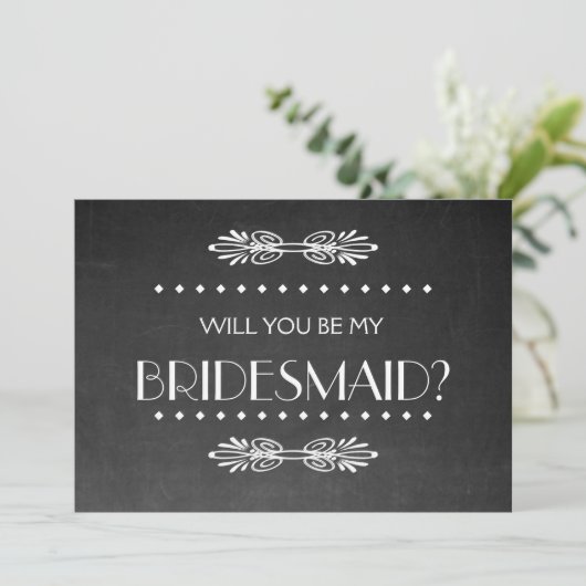 Black ChalkBoard Werden Sie meine Bridesmaid-Einla Einladung (Stehend Vorderseite)