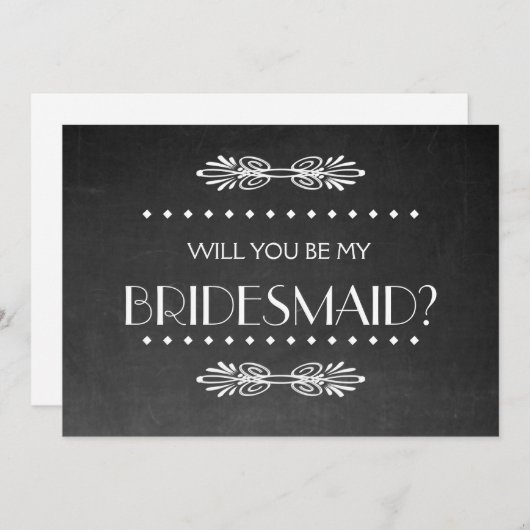Black ChalkBoard Werden Sie meine Bridesmaid-Einla Einladung (Vorne/Hinten)