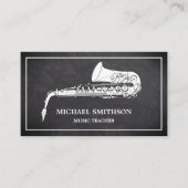 Black Chalkboard White Saxophone Music Teacher Visitenkarte (Vorderseite)