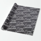 Black Chalkboard White Script Frohe Weihnachten Geschenkpapier (Ungerollt)