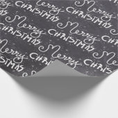 Black Chalkboard White Script Frohe Weihnachten Geschenkpapier (Ecke)