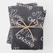 Black Chalkboard White Script Frohe Weihnachten Geschenkpapier Set (Beispiel)