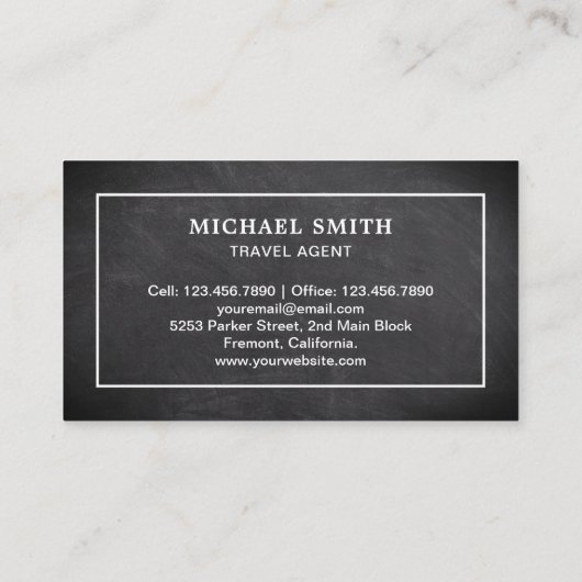 Black Chalkboard White Taj Mahal Travel Agent Visitenkarte (Rückseite)