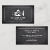 Black Chalkboard White Taj Mahal Travel Agent Visitenkarte (Vorne/Hinten)