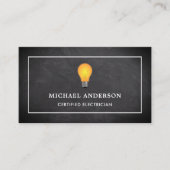 Black Chalkboard Yellow Light Bulle Elektrischer Visitenkarte (Vorderseite)