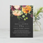 BLACK CHALKBOARD YELLOW ORANGE FLORGE BRAUTPARTY EINLADUNG (Stehend Vorderseite)