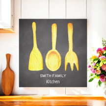 Black Chalkboard Yellow Utensil Küche
