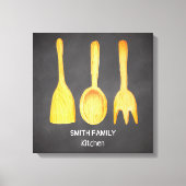 Black Chalkboard Yellow Utensil Küche Leinwanddruck (Vorderseite)