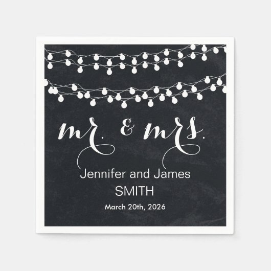 Black Challkboard Wedding Confetti Gold Glitzer Serviette (Vorderseite)