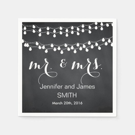 Black Challkboard Wedding Confetti Gold Glitzer Serviette (Vorderseite)
