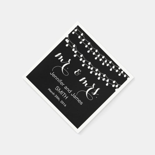 Black Challkboard Wedding Confetti Gold Glitzer Serviette (Ecke)
