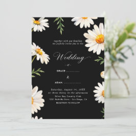 Black | Chamomile Wedding Einladung