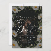 Black | Chamomile Wedding Save The Date (Vorderseite)