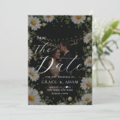 Black | Chamomile Wedding Save The Date (Stehend Vorderseite)