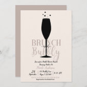 Black Champagne Glass Brunch Bubbly Bridal Brunch Einladung (Vorne/Hinten)