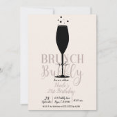 Black Champagne Glass Brunch & Bubbly Geburtstag Einladung (Vorderseite)