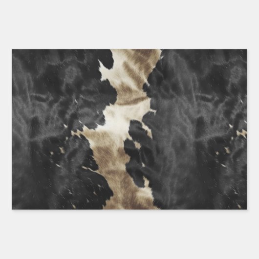 Black Champagne Gold Brown Cowhide Geschenkpapier Set (Vorderseite)